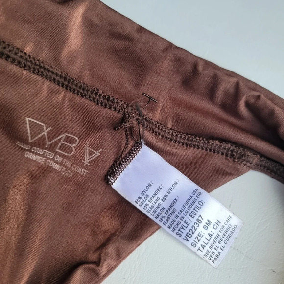 NWOT VYB Women's Hi Cut Leg Bikini Bottom Shiny Brown Swim Sz S - Picture 7 of 7